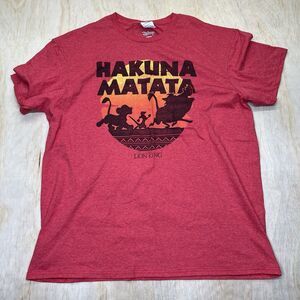 USED XL Disney Hakuna Matata Delta Soft Short Sleeve Shirt Red
